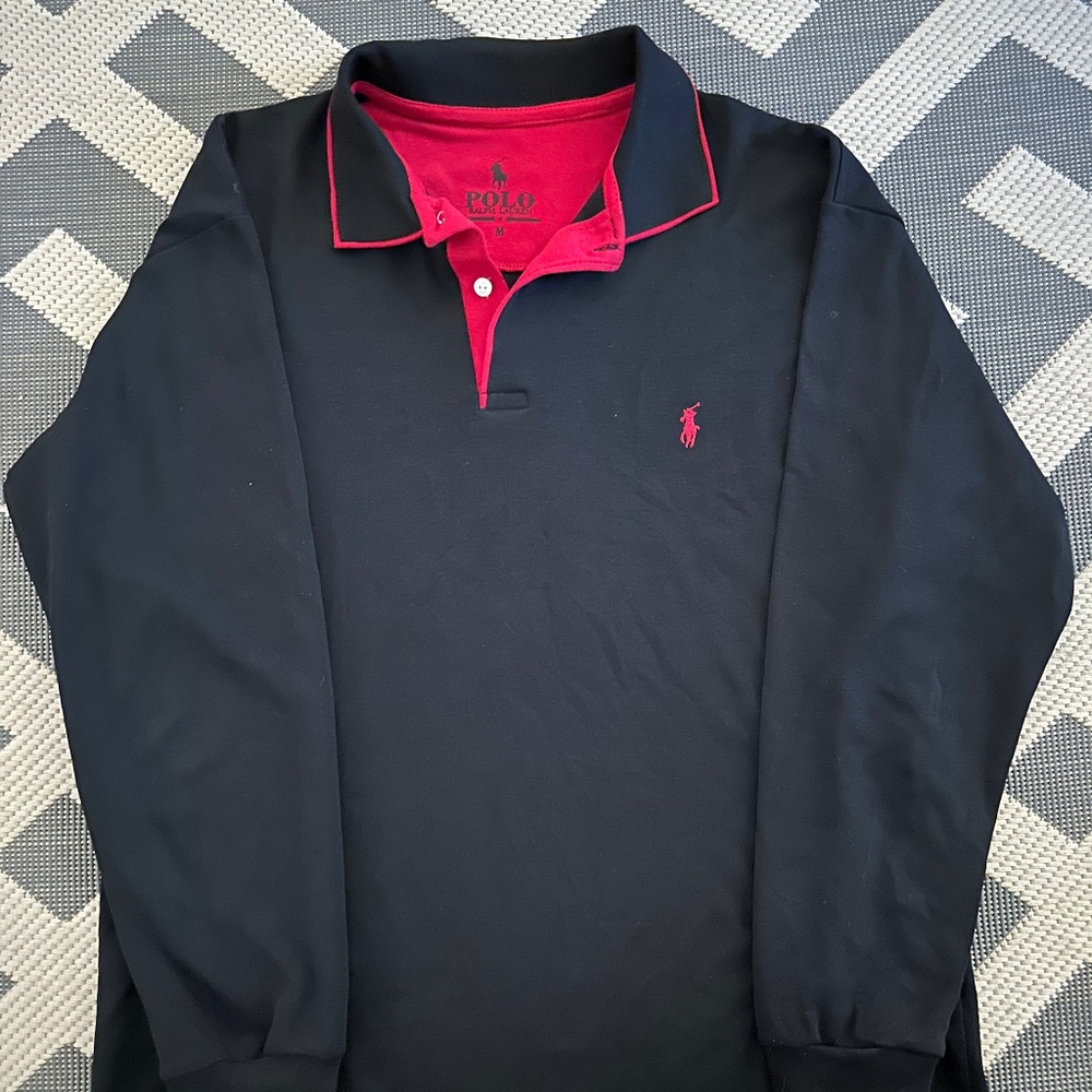 Black and read polo long sleeve